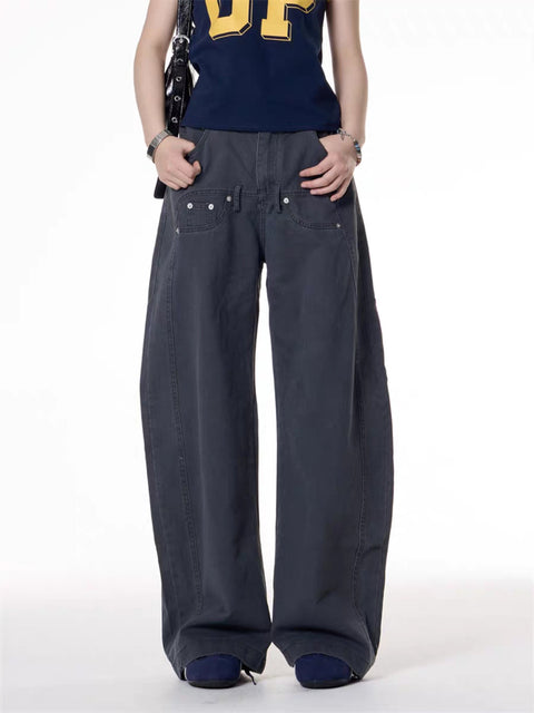 GKIKZ DOUBLE STITCHED LOOSE UTILITY PANTS