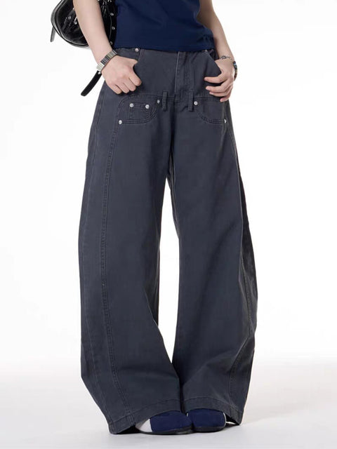 GKIKZ DOUBLE STITCHED LOOSE UTILITY PANTS