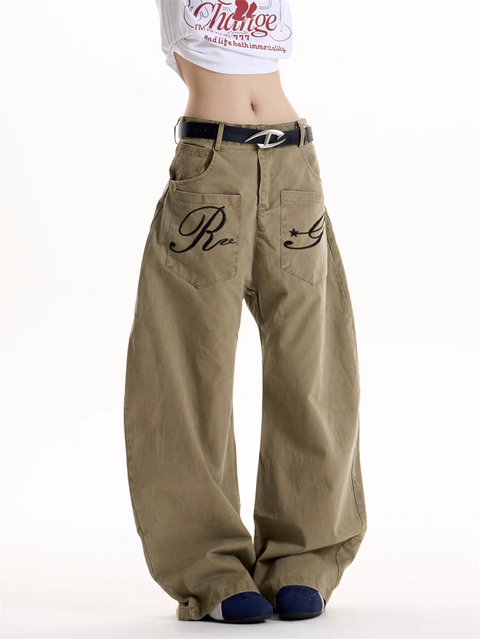 GKIKZ REBEL GRAFFITI WIDE-LEG CARGO PANTS