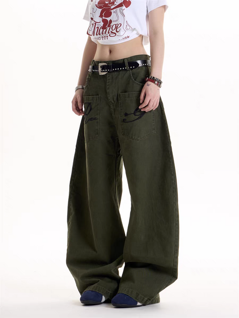 GKIKZ REBEL GRAFFITI WIDE-LEG CARGO PANTS