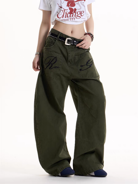 GKIKZ REBEL GRAFFITI WIDE-LEG CARGO PANTS