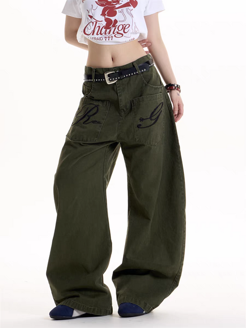 GKIKZ REBEL GRAFFITI WIDE-LEG CARGO PANTS