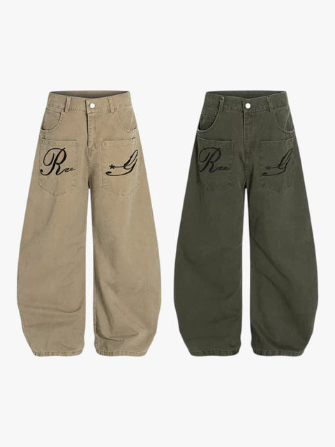 GKIKZ REBEL GRAFFITI WIDE-LEG CARGO PANTS