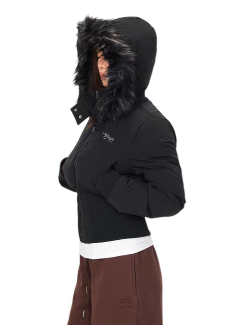 GKIKZ GRAFFITI BACK FAUX FUR PUFFER JACKET