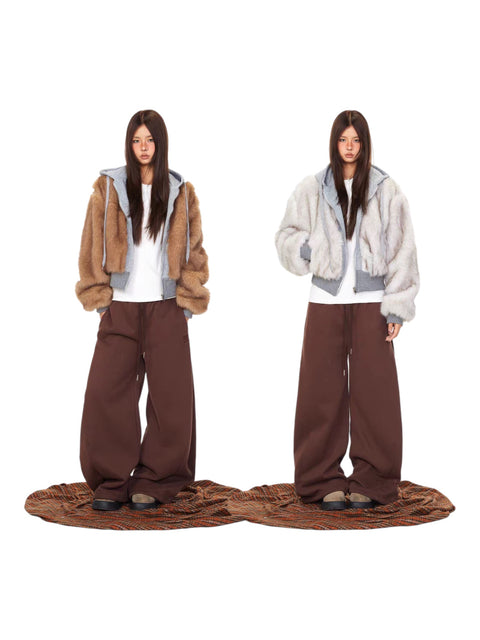 GKIKZ DOUBLE TROUBLE FAUX FUR ZIP-UP HOODIE