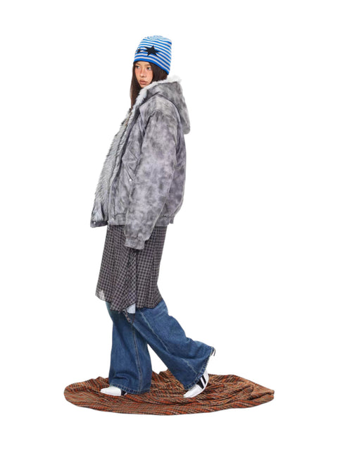 GKIKZ STORMFADE OVERSIZED FUR HOOD JACKET