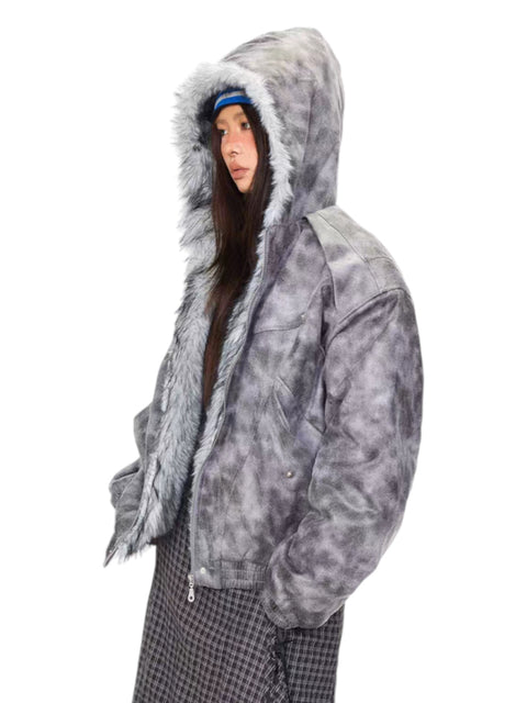 GKIKZ STORMFADE OVERSIZED FUR HOOD JACKET