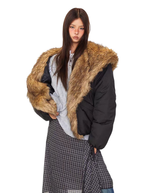 GKIKZ ELEMENTAL FURSTORM™ COTTON FAUX FUR HOODED JACKET