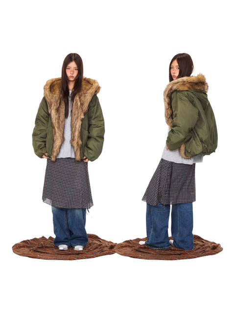 GKIKZ ELEMENTAL FURSTORM™ COTTON FAUX FUR HOODED JACKET