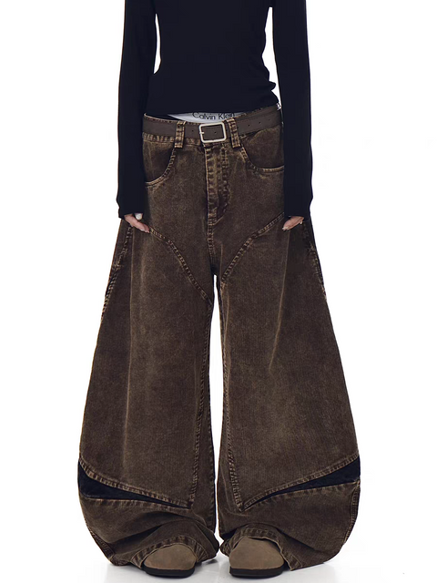 GKIKZ ABYSSAL CORDUROY SCULPT WIDE-LEG PANTS