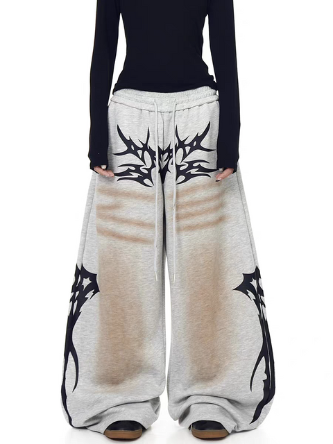 GKIKZ FLAMEBURST WIDE-LEG SWEATPANTS
