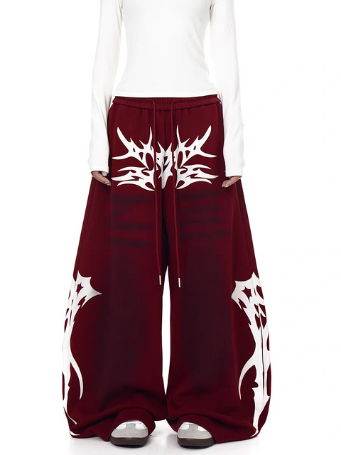 GKIKZ FLAMEBURST WIDE-LEG SWEATPANTS