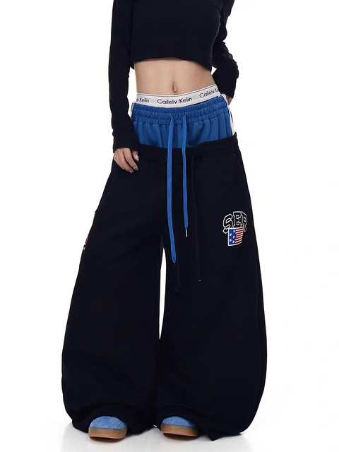Ser Patch Double Waist-Leg Sweatpants