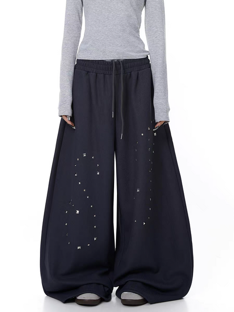 SP² Reflective Rhinestone Wide-Leg Sweatpants