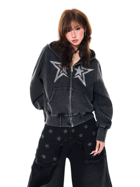Stargazer Rhinestone Hoodie - Cozy Limited Edition