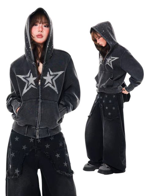 GKIKZ STARGAZER RHINESTONE HOODIE - COZY LIMITED EDITION