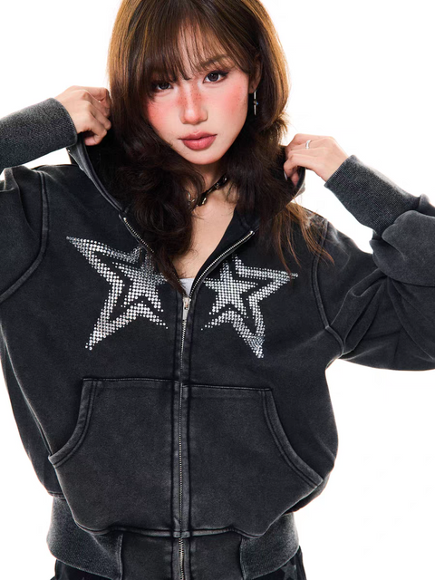 Stargazer Rhinestone Hoodie - Cozy Limited Edition
