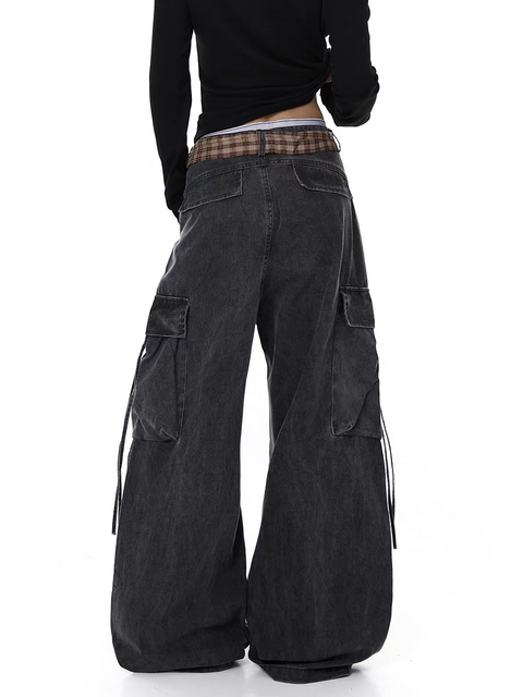 Plaid Belted Wide-Leg Pants