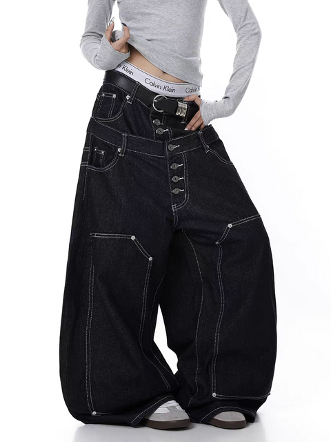 Dual Waist Scissor Cut Heavy Denim