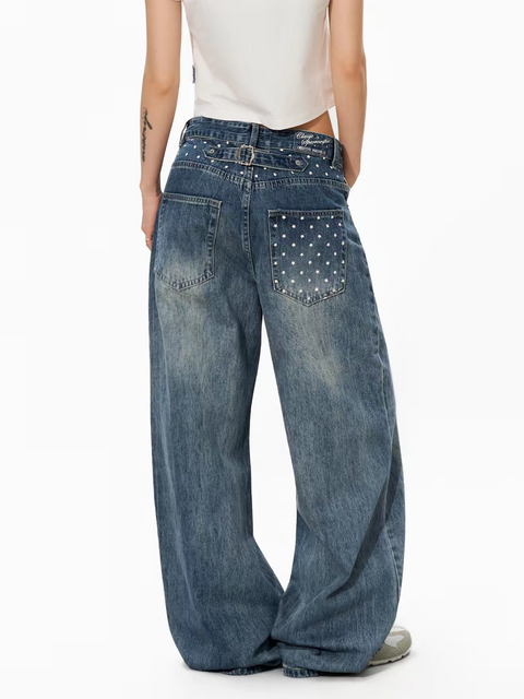 Star Glaze Wide-Leg Cotton Denim