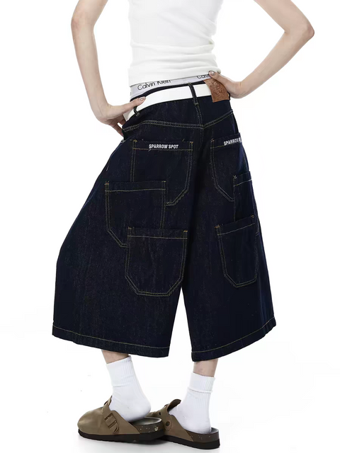 Vintage Washed Multi-Pocket Denim Jorts