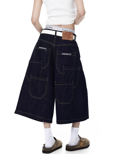 Vintage Washed Multi-Pocket Denim Jorts