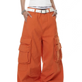 Deconstructed Orange Multi-Pocket Utility Pant