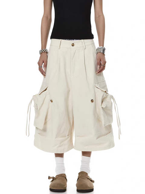 Drawstring Multi-Pocket Cropped Pant