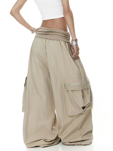 Color-Block Wide-Leg Parachute Pant