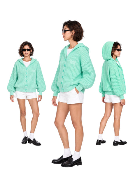 Chunky Hooded Button Cardigan