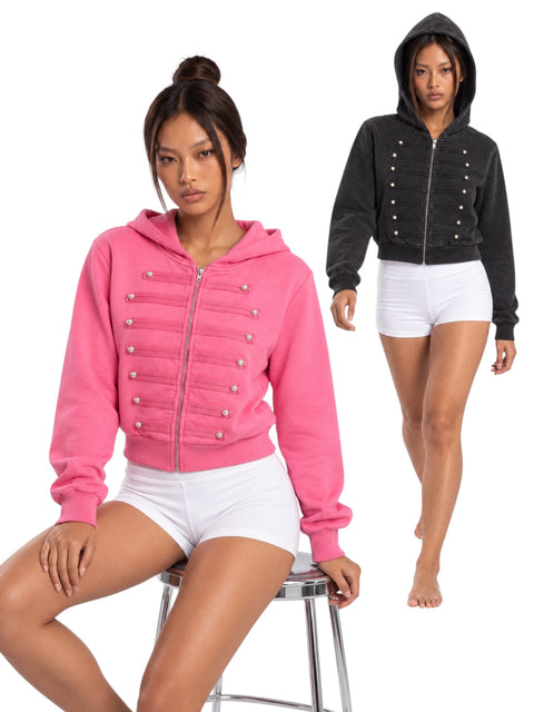 Regalia Military-Trim Cropped Hoodie