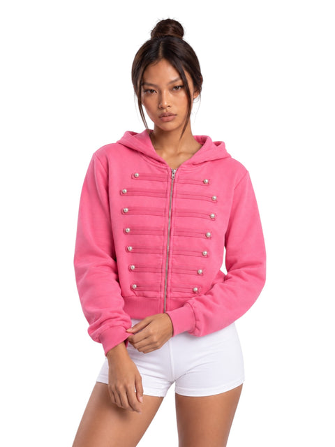 Regalia Military-Trim Cropped Hoodie