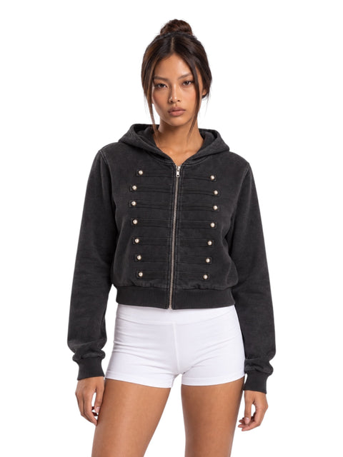 Regalia Military-Trim Cropped Hoodie