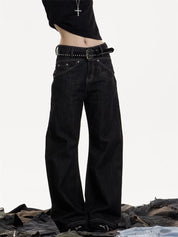 [25SS NEW ARRIVAL] GKIKZ NIGHT-THREAD EMBROIDERED WIDE-LEG COTTON DENIM