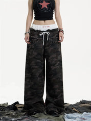 [25SS NEW ARRIVAL] GKIKZ DOUBLE LAYERED CAMO SWEATPANT