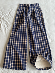 GKIKZ LUSI PLAID WIDE-LEG STRAIGHT PANTS