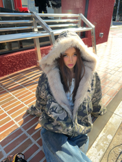 GKIKZ COTTON PADDED FUR COLLAR JACKET