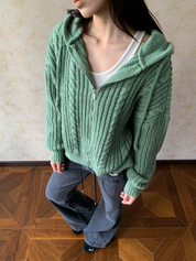 GKIKZ CHUNKY KNIT HOODIE ZIPPER - COZY LIMITED EDITION