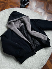 GKIKZ RETRO COTTON-PADDED THICKENED FUR JACKET