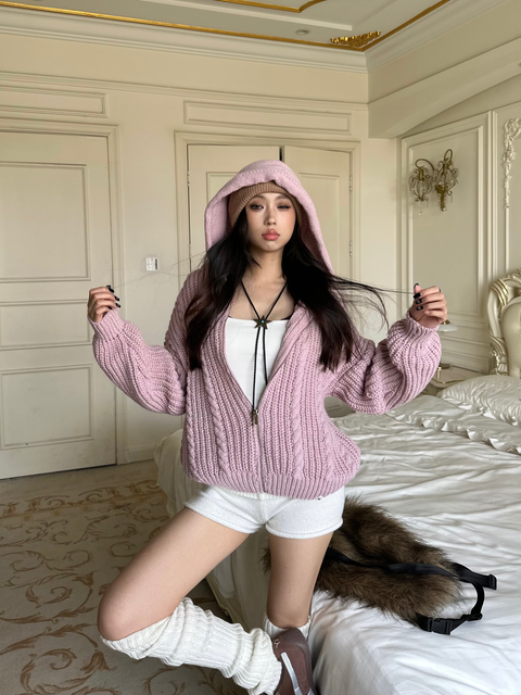 GKIKZ CHUNKY KNIT HOODIE ZIPPER - COZY LIMITED EDITION