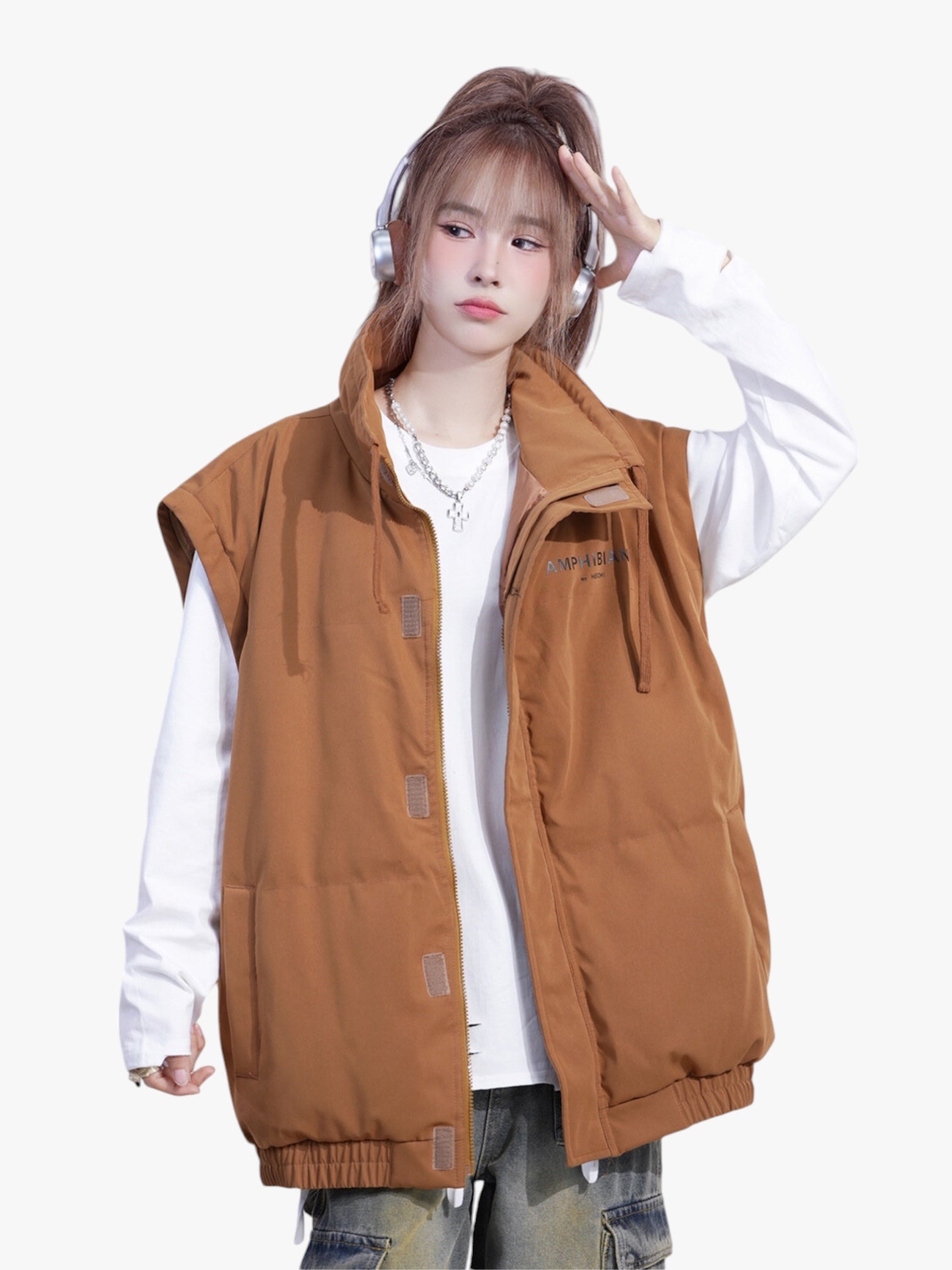 GKIKZ SLEEVE OR SLEEVELESS DETACHABLE PUFFER JACKET