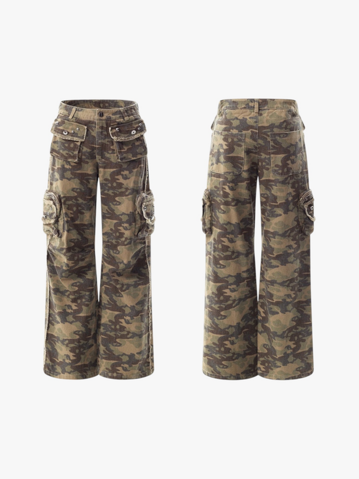 GKIKZ DROOPING CAMOUFLAGE MULTI-POCKET PANT