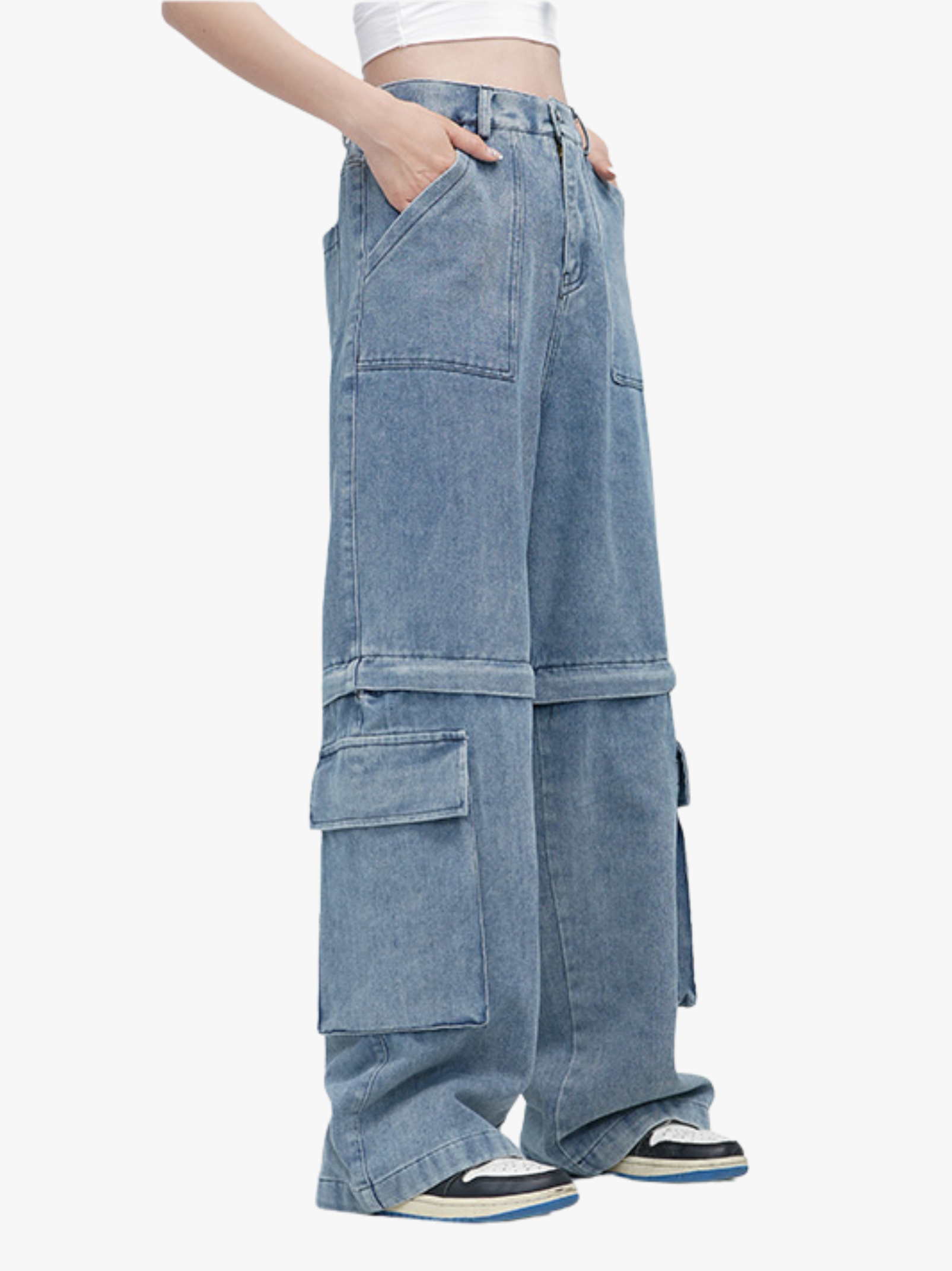 GKIKZ ATTACH OR DETACH TWO WAY DETACHABLE DENIM JEANS