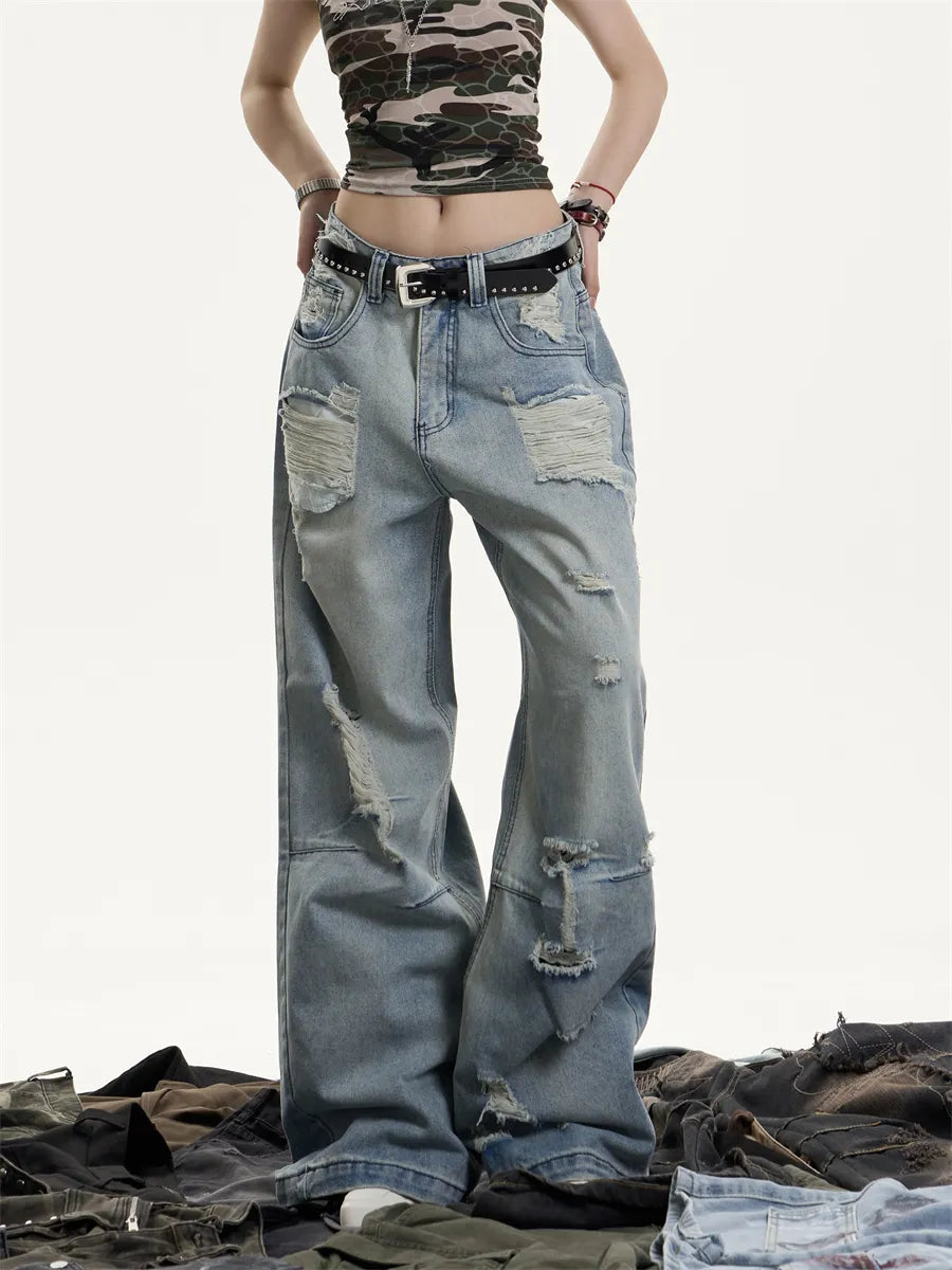 GKIKZ WRECKED CORE WIDE-LEG HEAVY DENIM