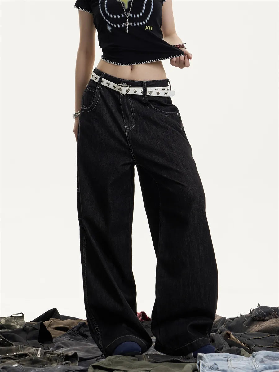 [25SS NEW ARRIVAL] GKIKZ MIDNIGHT STITCH WIDE-LEG HEAVY DENIM