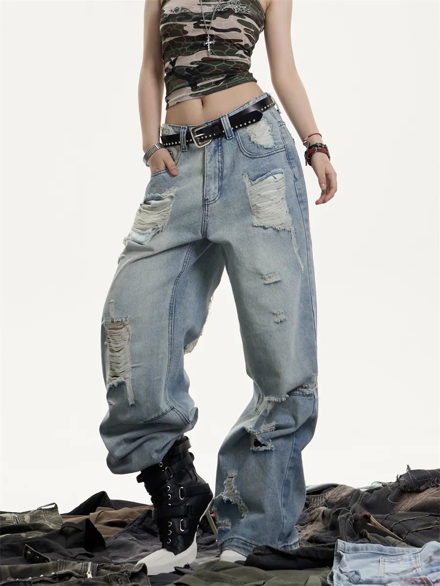 [25SS NEW ARRIVAL] GKIKZ WRECKED CORE WIDE-LEG HEAVY DENIM