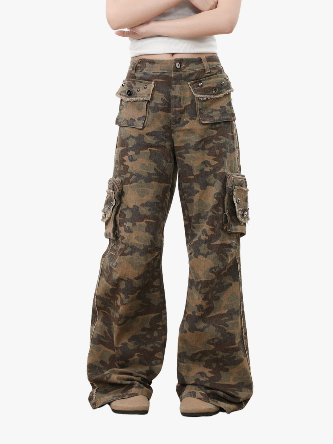 GKIKZ DROOPING CAMOUFLAGE MULTI-POCKET PANT