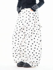 Heart Shaped Back-Pocket Polka Dot Wide-Leg Pant