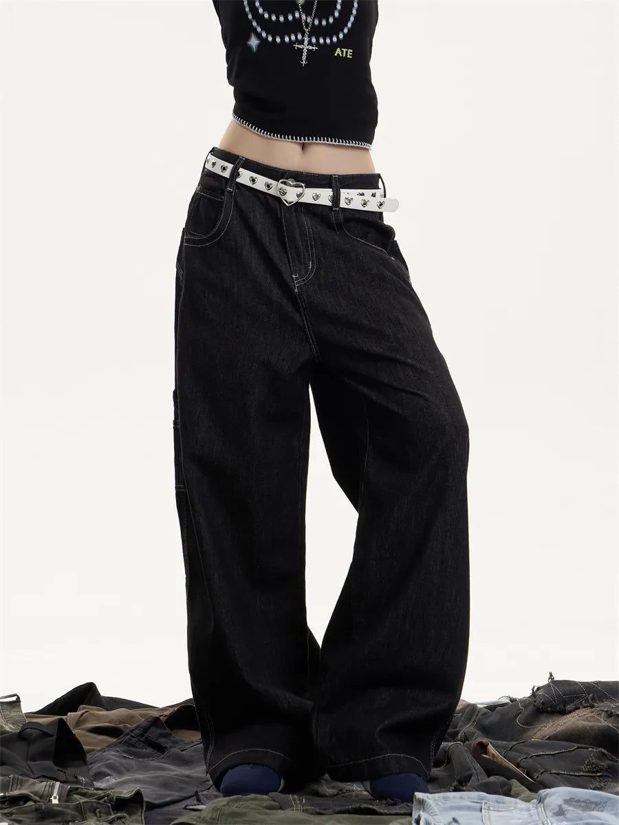 [25SS NEW ARRIVAL] GKIKZ MIDNIGHT STITCH WIDE-LEG HEAVY DENIM