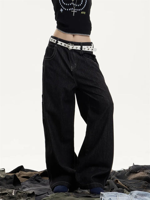 [25AW NEW ARRIVAL] GKIKZ MIDNIGHT STITCH WIDE-LEG HEAVY DENIM